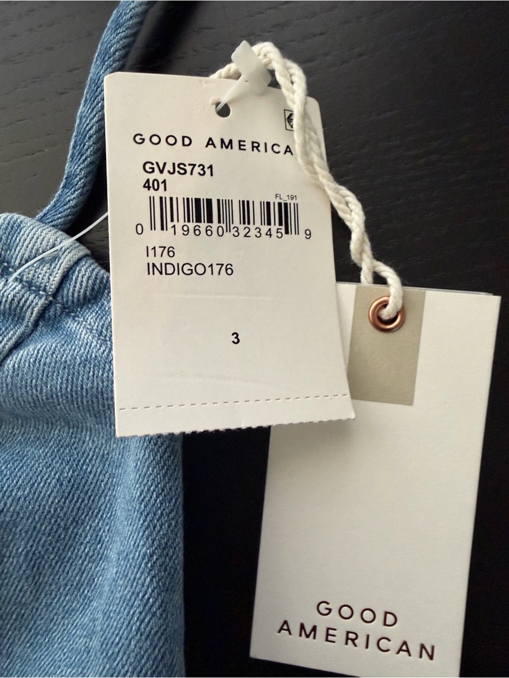 Good American Light Blue Lace-Up Back Wide Leg Denim Jumpsuit - Picture 4 of 7